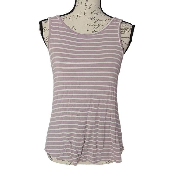 Lulus Women's Size Medium Lt Lilac White Striped Scoop Back Tank Top - Picture 1 of 5